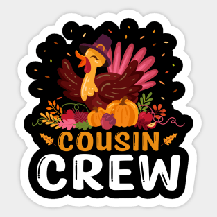 Cousin Crew Turkey Cute Family Thanksgiving Pajamas Sticker